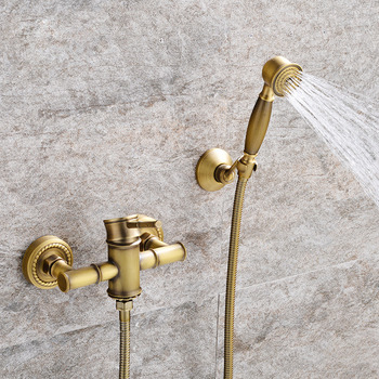 Vintage Wall Mount Simple Shower Fixtures Brass Gold Brass