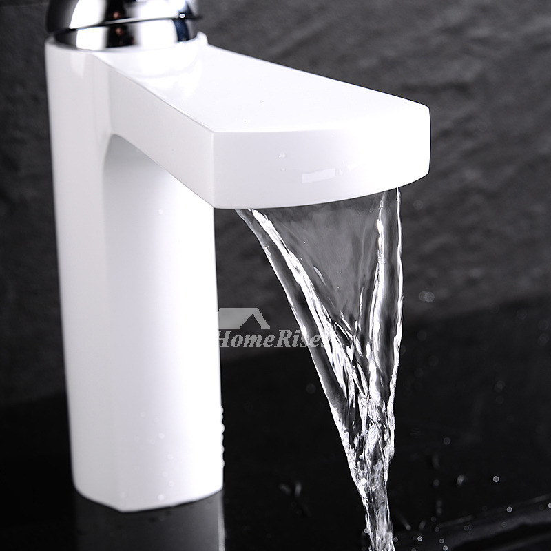 White Bathroom Faucets Single Handle Brass Modern Painting