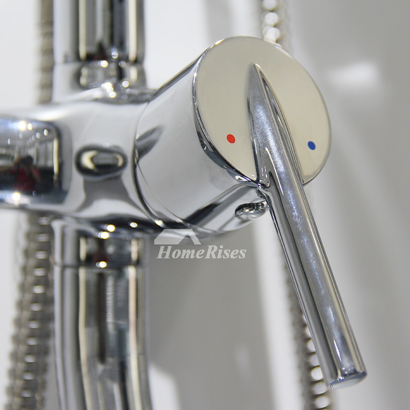 Chrome Shower Faucet System Brass Wall Mount Single Handle