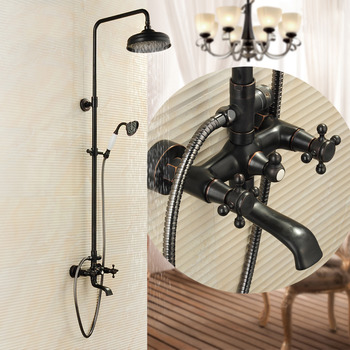 Black Shower Fixtures Oil-Rubbed Bronze Brass Wall Mount Vintage