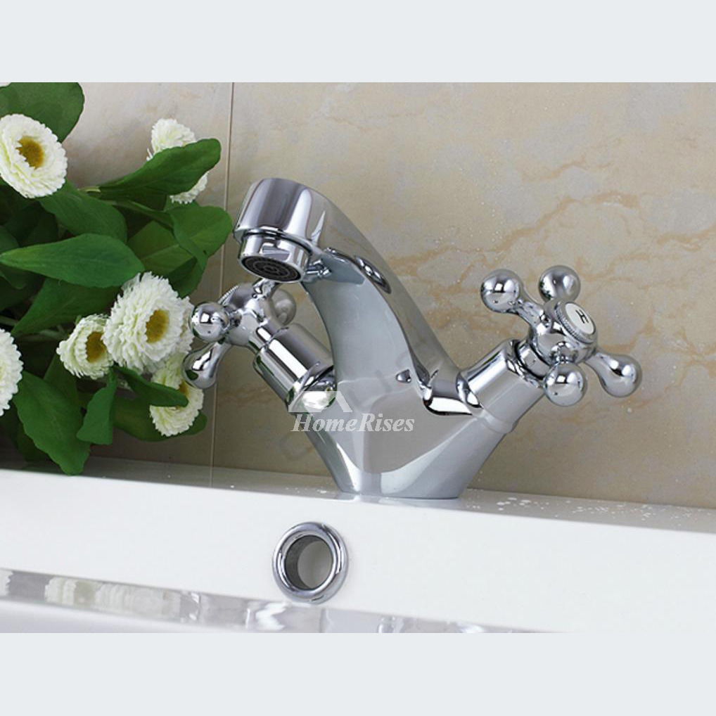 Best Bathroom Faucets 2 Handle Cross Chrome Silver Centerset