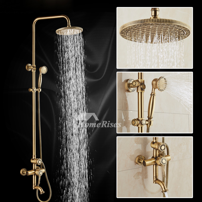 Designer L Antique Brass Outdoor Shower Faucet Gold Single Handle