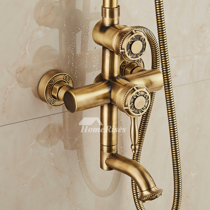 Designer L Antique Brass Outdoor Shower Faucet Gold Single Handle
