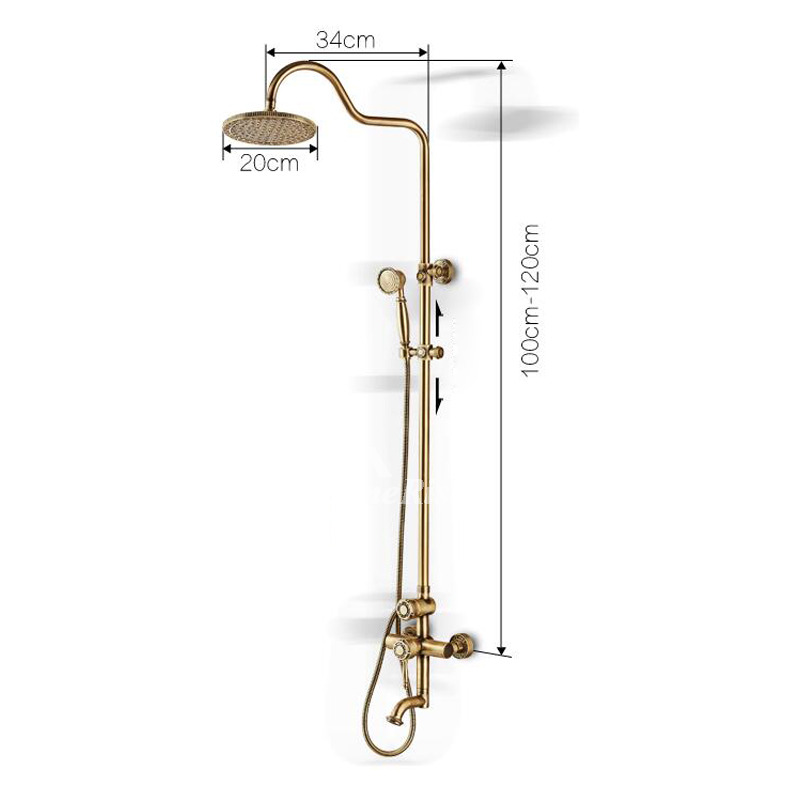 Designer L Antique Brass Outdoor Shower Faucet Gold Single Handle