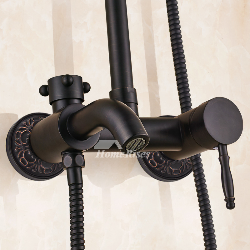 Black Shower Head And Faucet OilRubbed Bronze Wall Mount Vintage