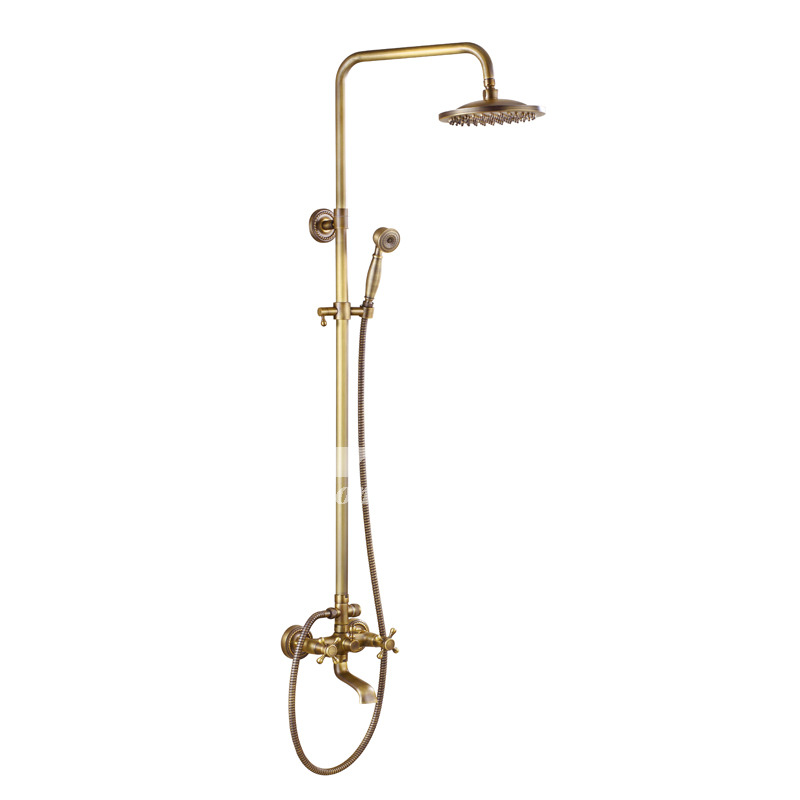 Buy Naples Antique Brass Rainfall Shower Set with Shower Caddy One