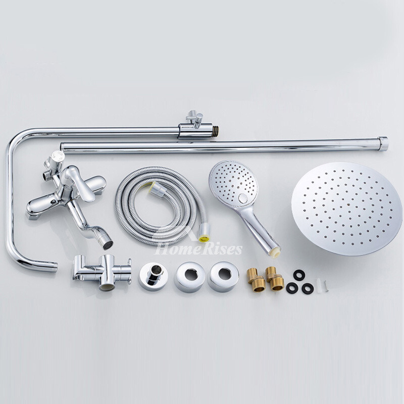 Modern Shower Fixtures Wall Mount Silver Chrome Brass 9 Inch