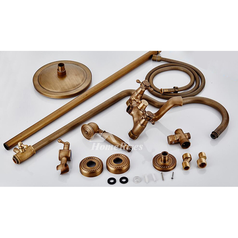 Bathroom Shower Faucets Antique Brass Wall Mount Gold Brushed