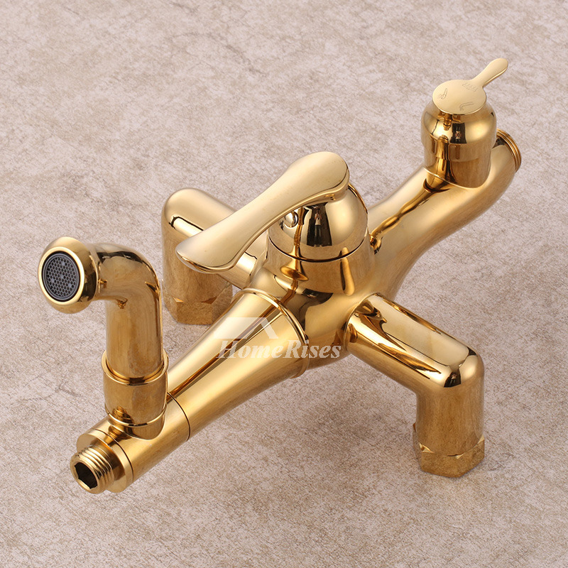 Luxury Polished Brass Single Handle Exposed Shower Faucet Gold