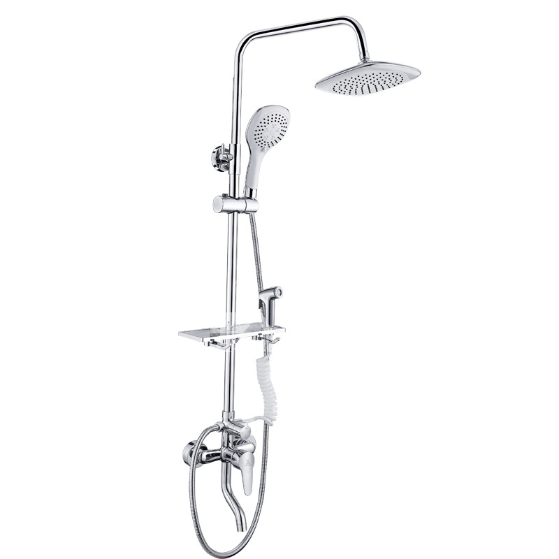 Bathroom Brass Shower Faucet Set With 8 Square Rain Shower Head
