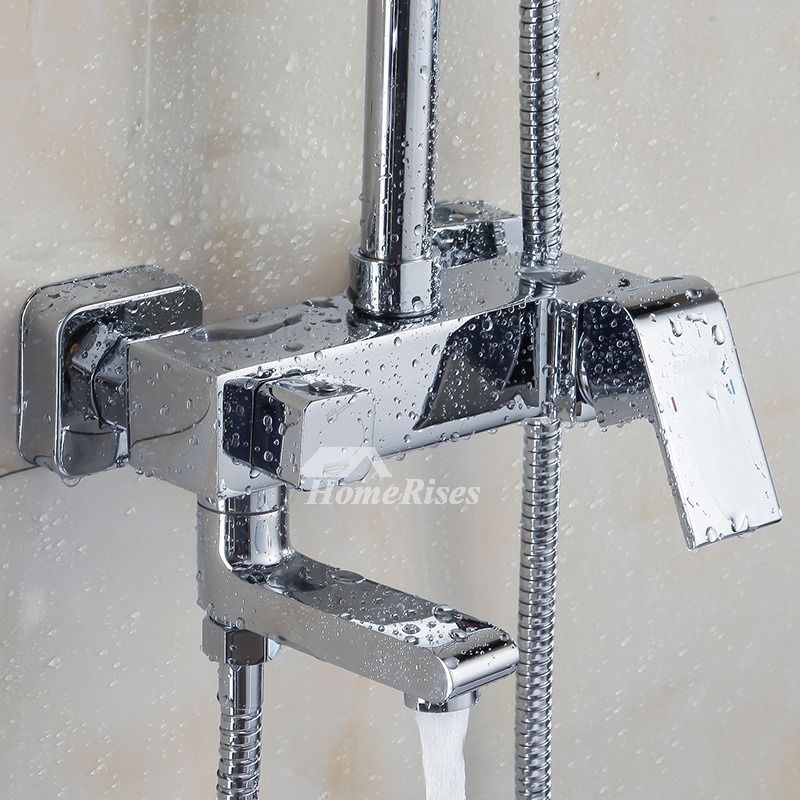 Best Outdoor Shower Chrome Wall Mount Silver Square Simple Modern