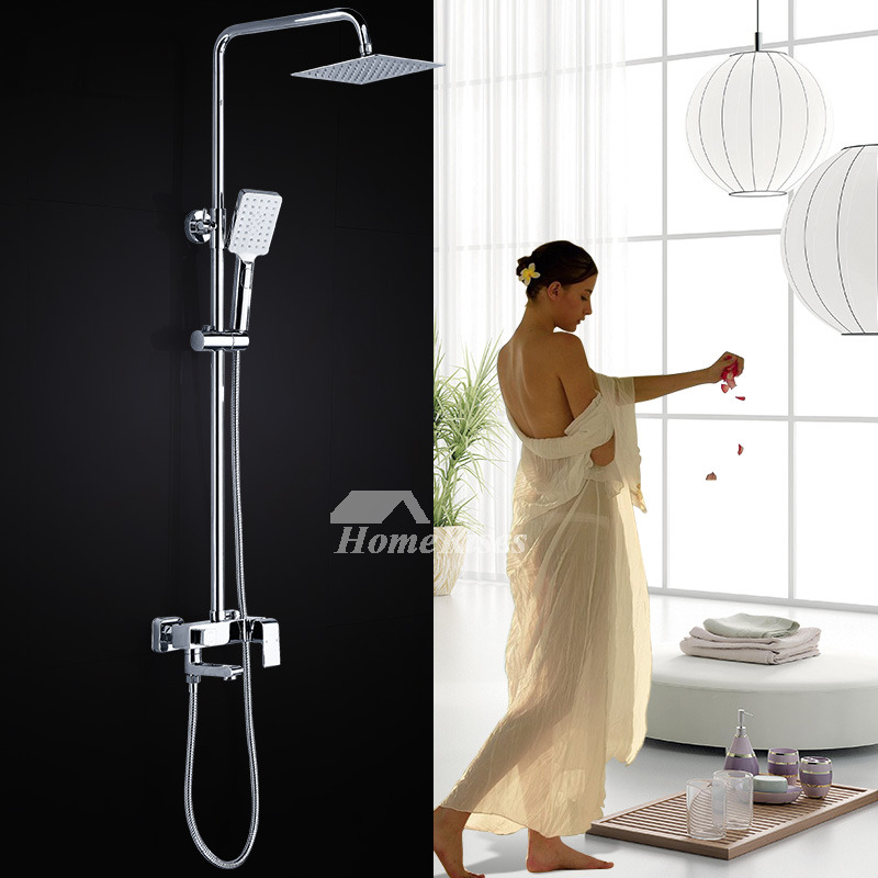 Best Outdoor Shower Chrome Wall Mount Silver Square Simple Modern