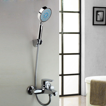 Bathtub Faucet With Handheld Shower Chrome Silver Wall Mount