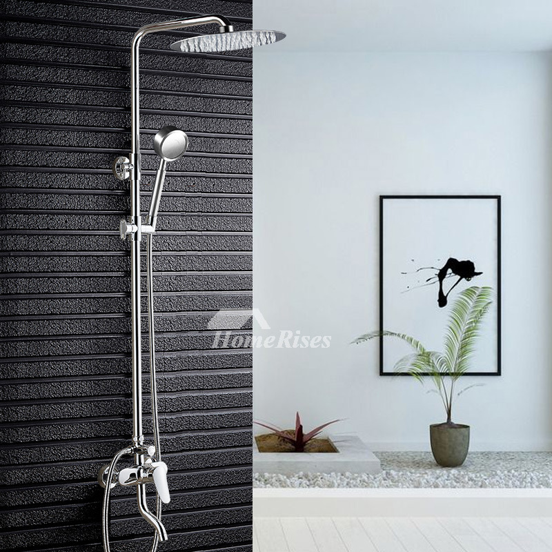 Wall Mounted Shower System 8 Inch Brass Chrome Exposed Modern