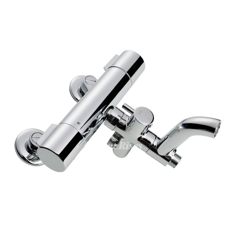 Wall Mount Shower Faucet Brass Chrome Exposed Rotatable L Shaped