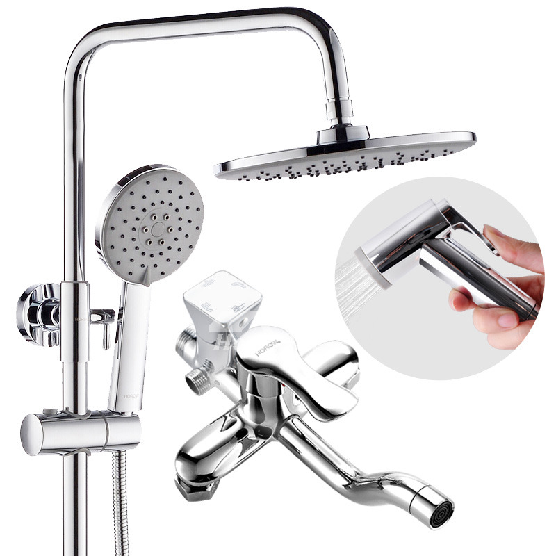 Shower System Kit Sidespray Wall Mount Chrome Silver Modern