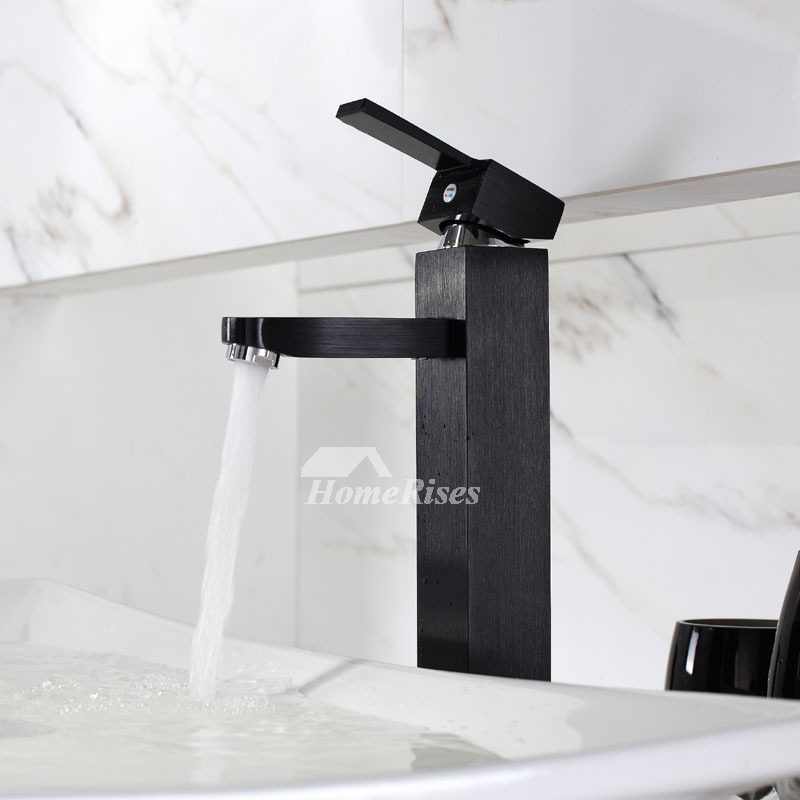 Unique Bathroom Faucets Black Brushed Single Handle Brass Cool