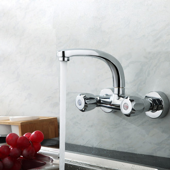 Best Kitchen Faucets 2 Hole 2 Handle Silver Wall Mount Brass Modern