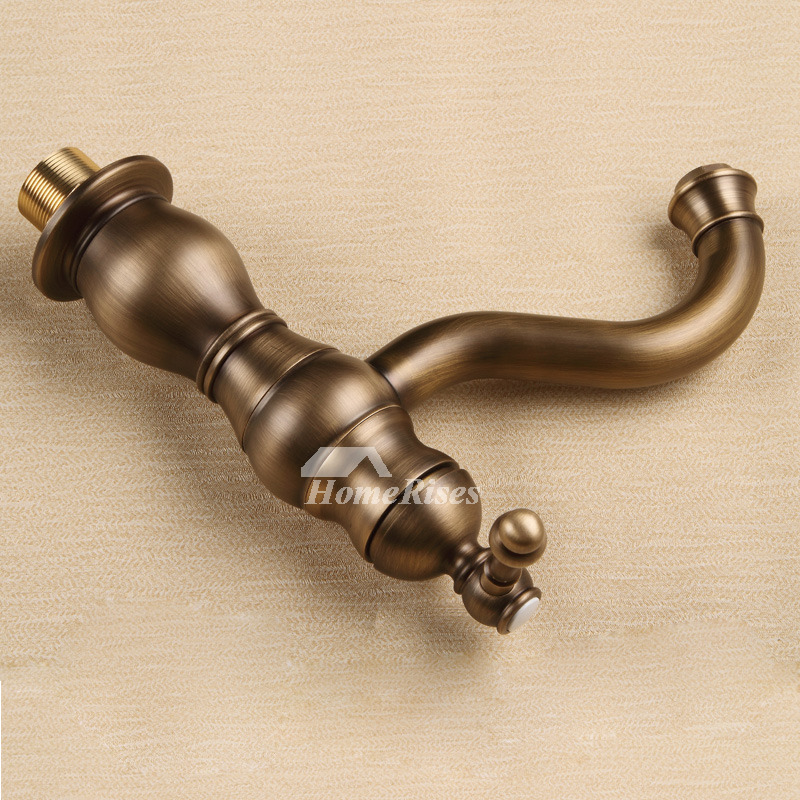 Brushed Gold Bathroom Faucet Antique Single Hole Vintage Vessel