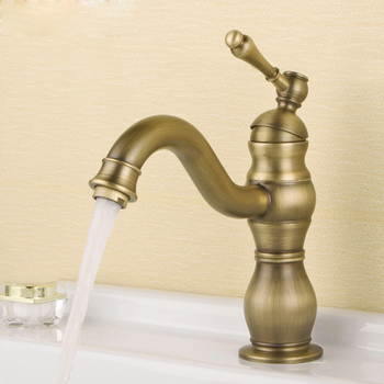 Brushed Gold Bathroom Faucet Antique Single Hole Vintage Vessel