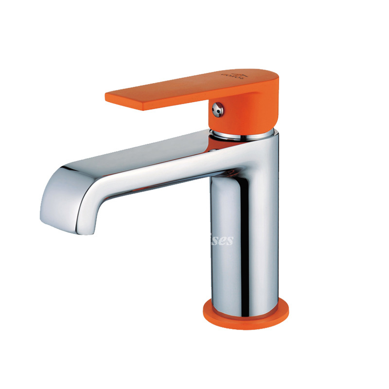 Vanity Faucets Orange Single Handle Vessel Filtering Chrome Painting