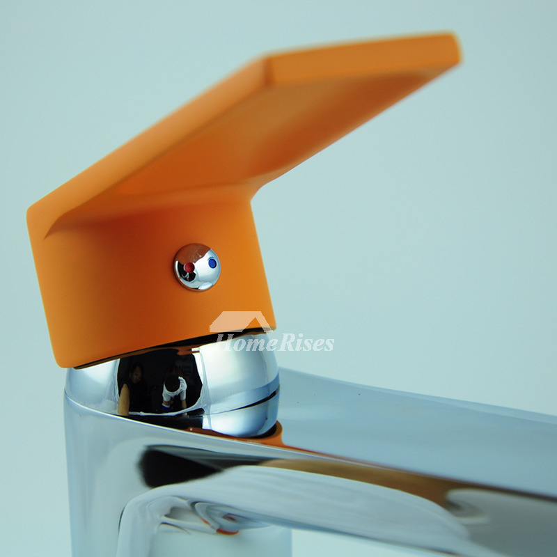 Vanity Faucets Orange Single Handle Vessel Filtering Chrome Painting