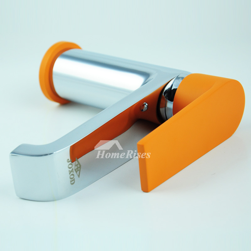 Vanity Faucets Orange Single Handle Vessel Filtering Chrome Painting