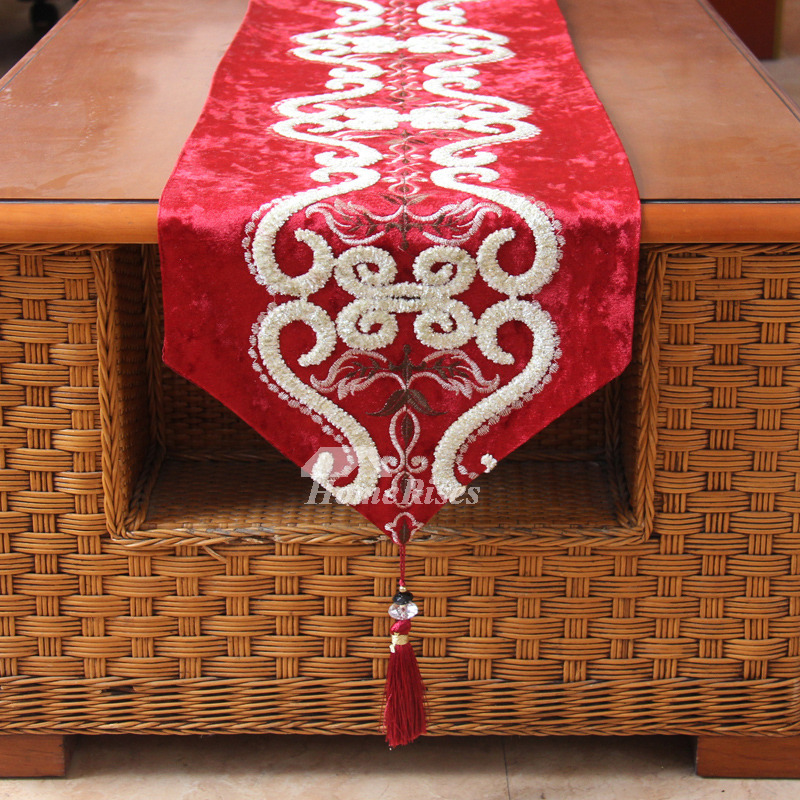 Dining Room Table Runners Black/Purple/Red/Beige Personalized Velvet