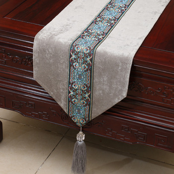 Modern Corduroy Gray Table Runner Brown/Blue  Dinning Room