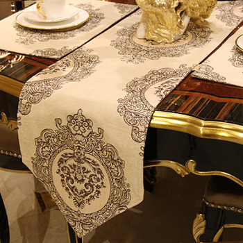 Cream Table Runner blue/brown/coffee chenile decorative 72 Inch 