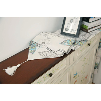 Decorative Printed Table Runner Burlap Blending Cream/Colorful