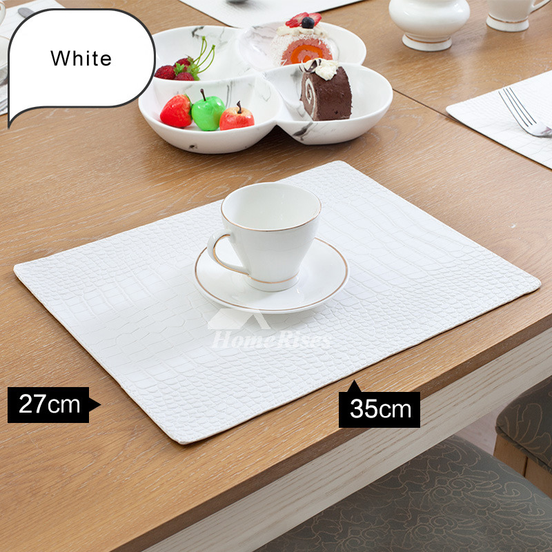Black Placemats White PU Rectangule Unique Modern Cheap Dinning