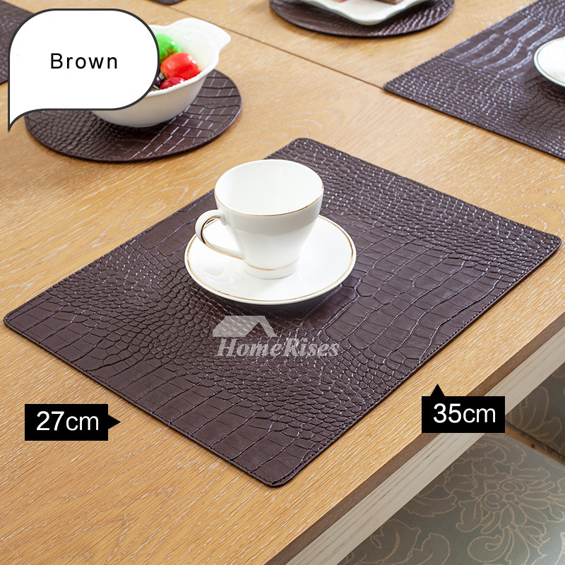 Black Placemats White PU Rectangule Unique Modern Dinning