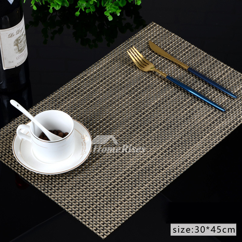 PVC Placemats Rectangule Sage Green/Beige/Black Woven