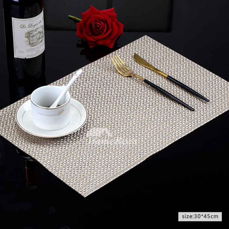 PVC Placemats Rectangule Sage Green/Beige/Black Woven