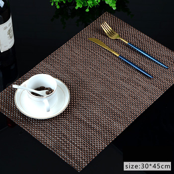 Best Copper/Beige/Silver/Gold/Coffee Rectangule Woven Placemats PVC