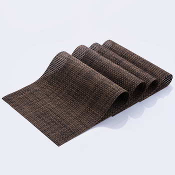 Cheap Placemats Woven Coffee/Green/Silver PVC Rectangule 4 PCS