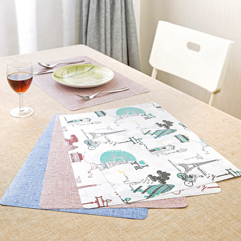 Cute Placemats Green/Red/Pink/Blue Rectangule Dinning Table