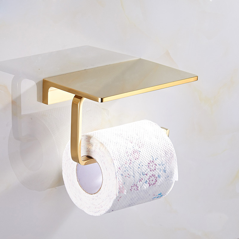 Luxury Gold Modern Double Toilet Paper Holder Polished Brass