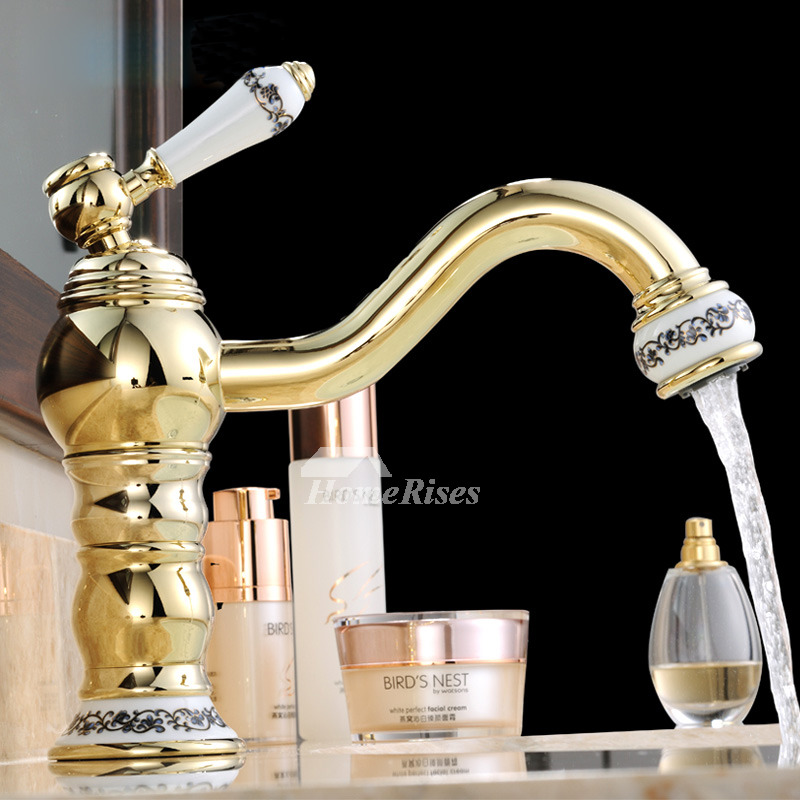 Vintage Brushed Brass Antique Gold Bathroom Faucets Single Handle