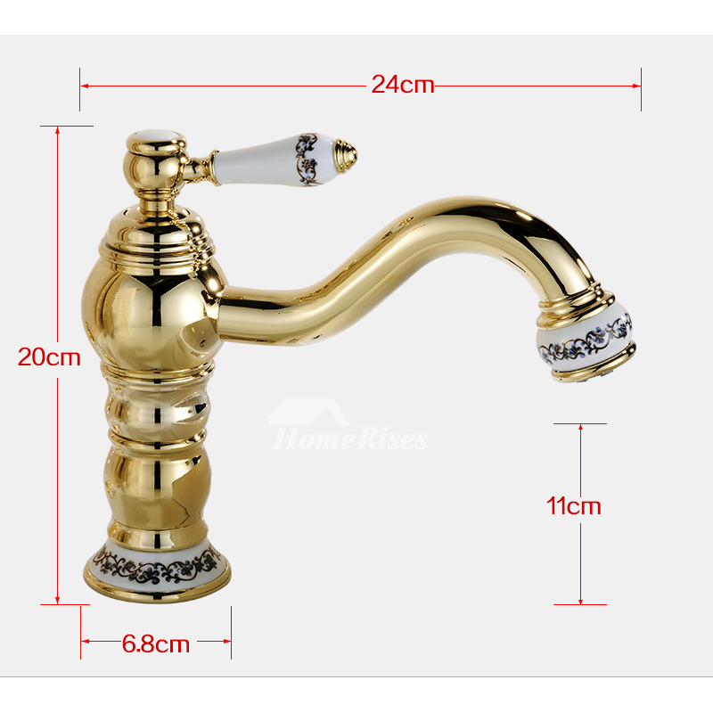 Vintage Brushed Brass Antique Gold Bathroom Faucets Single Handle