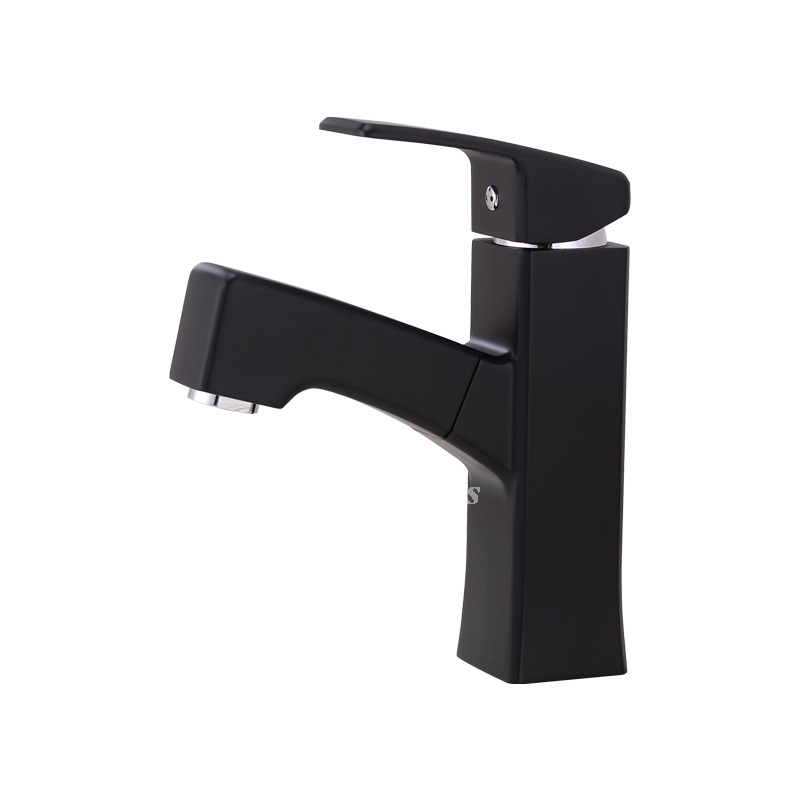 Unique Bathroom Faucets Black Painting Filtering Pull Out Spray Brass