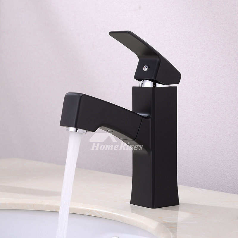 Unique Bathroom Faucets Black Painting Filtering Pull Out Spray Brass
