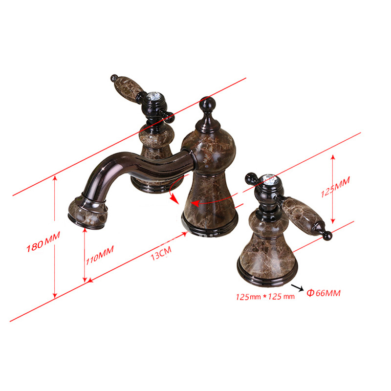 Brown Bathroom Faucets 3 Hole Two Handles OilRubbed Bronze Vintage