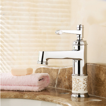 Silver Bathroom Faucets Brass Ceramic Vessel Single Handle Chrome