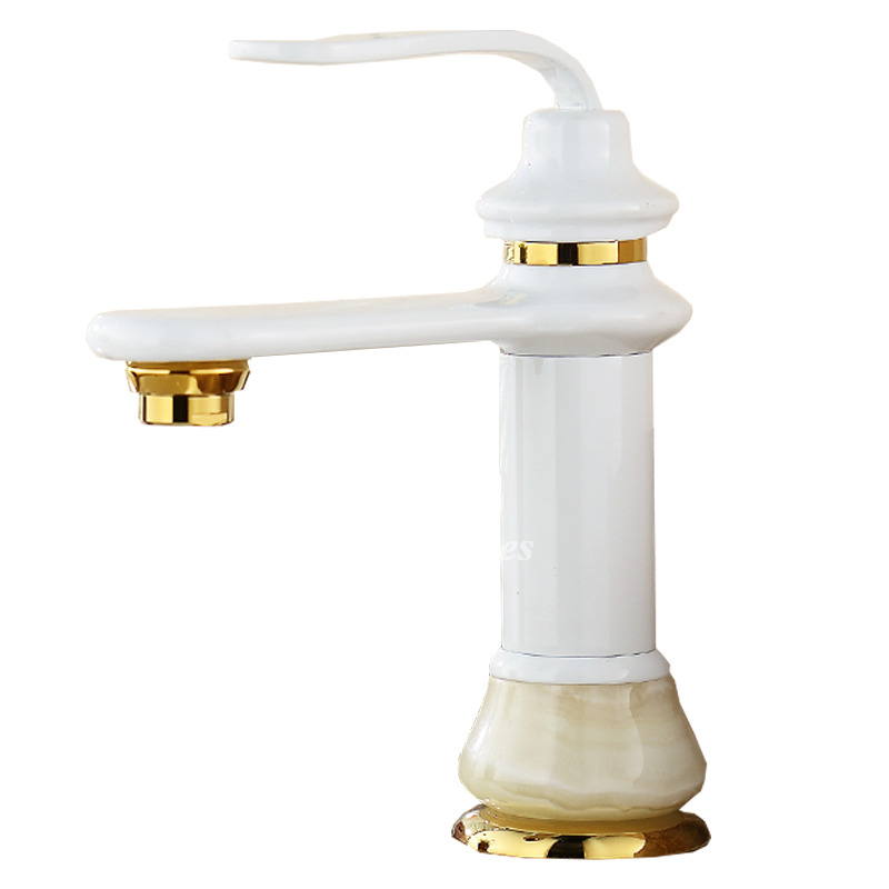 White Bathroom Faucets Single Handle Vessel Painting Filtering Modern