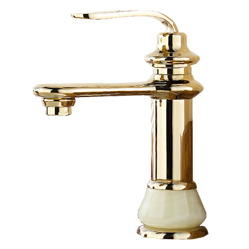 Polished Brass Bathroom Faucet Single Handle Gold Vessel Luxury