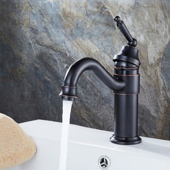 Black Bathroom Sink Faucet Oil-Rubbed Bronze Single Handle Vessel