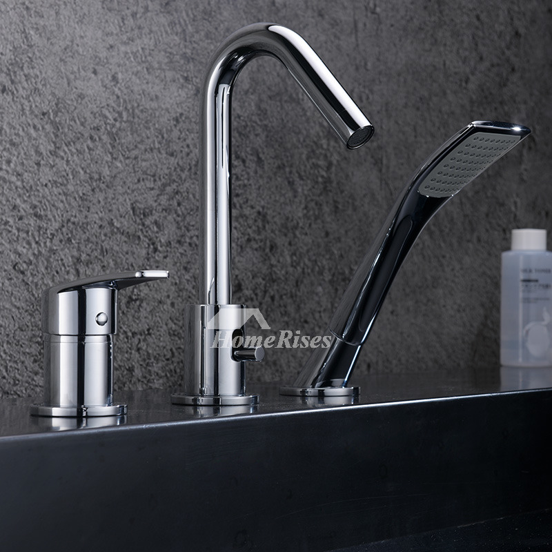 Bathtub Shower Faucet Silver Brass Hand Spray Chrome Best 3 Hole