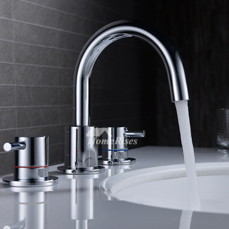 Chrome Bath Faucet 3 Hole Brass Brushed Roman Tub Gooseneck